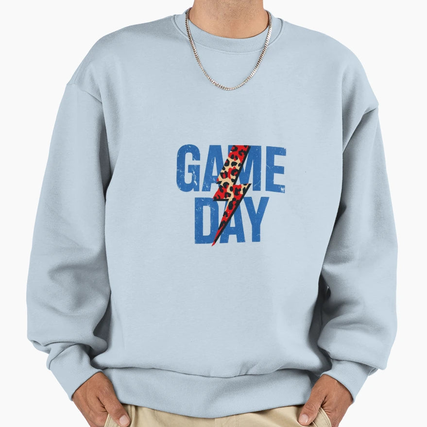 Trendy Distressed Game Day Leopard Sweatshirt - Unique Graphic for Adults - T-Shirt, Sweatshirt, Hoodie
