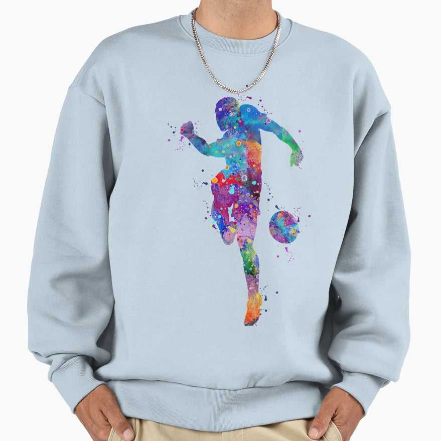 Soccer Player Watercolor Painting Sweatshirt - Trendy Graphic Men Women - T-Shirt, Sweatshirt, Hoodie