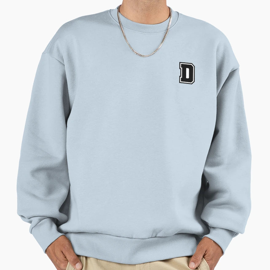 Black D Stylized Initial Alphabet Sweatshirt - Trendy Graphic for Adults - T-Shirt, Sweatshirt, Hoodie