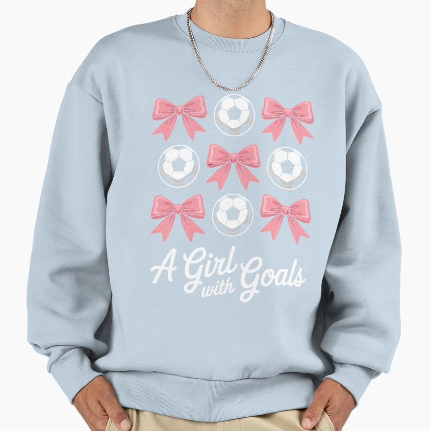 Soccer Player Coquette Bow Funny Sweatshirt - Graphic Print Unisex - T-Shirt, Sweatshirt, Hoodie