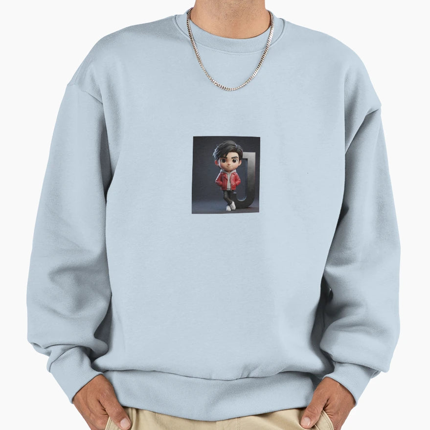 Stylish Letter J 3D Cartoon Sweatshirt - Casual Everyday Wear Unisex - T-Shirt, Sweatshirt, Hoodie