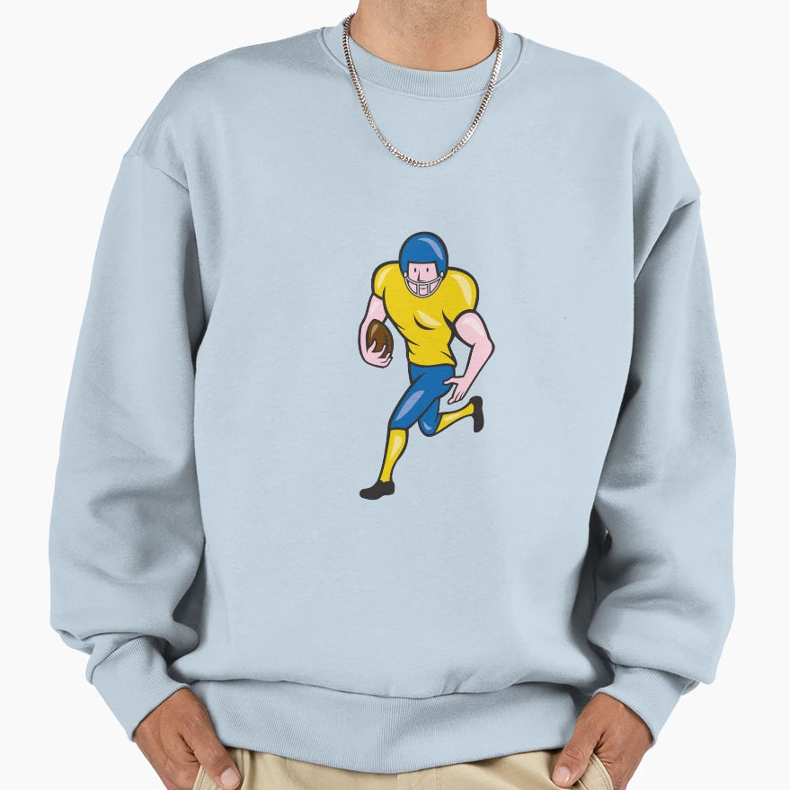 American Football Running Back Cartoon Sweatshirt - Streetwear Style Unisex - T-Shirt, Sweatshirt, Hoodie