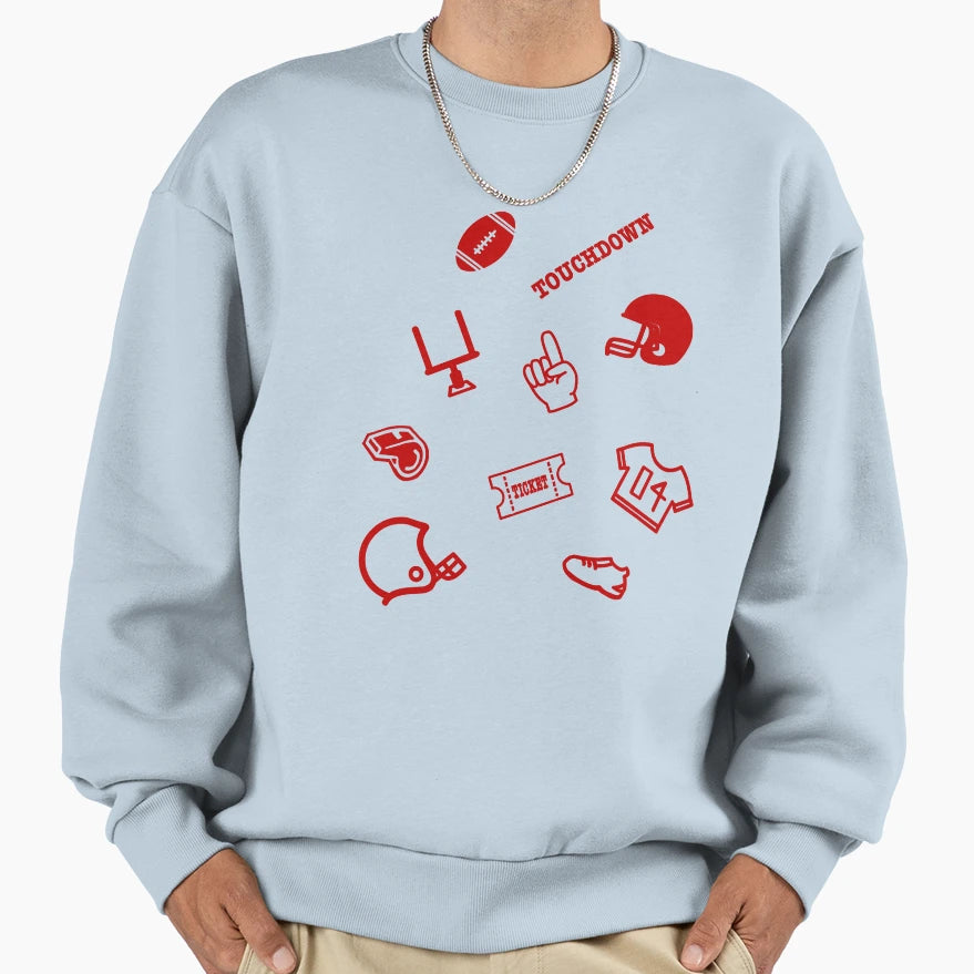 Football Theme Fan Pattern Red Sweatshirt - Novelty Apparel Men Women - T-Shirt, Sweatshirt, Hoodie