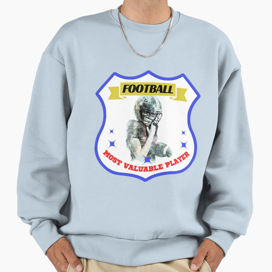 Most Valuable Player Football Crest Sweatshirt - Graphic Print for Adults - T-Shirt, Sweatshirt, Hoodie