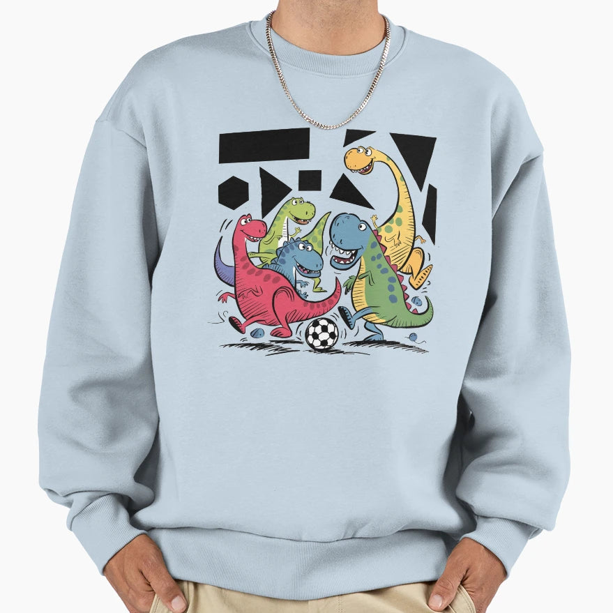 Funny Artsy Dinosaurs Playing Soccer Sweatshirt - Aesthetic Graphic Unisex - T-Shirt, Sweatshirt, Hoodie