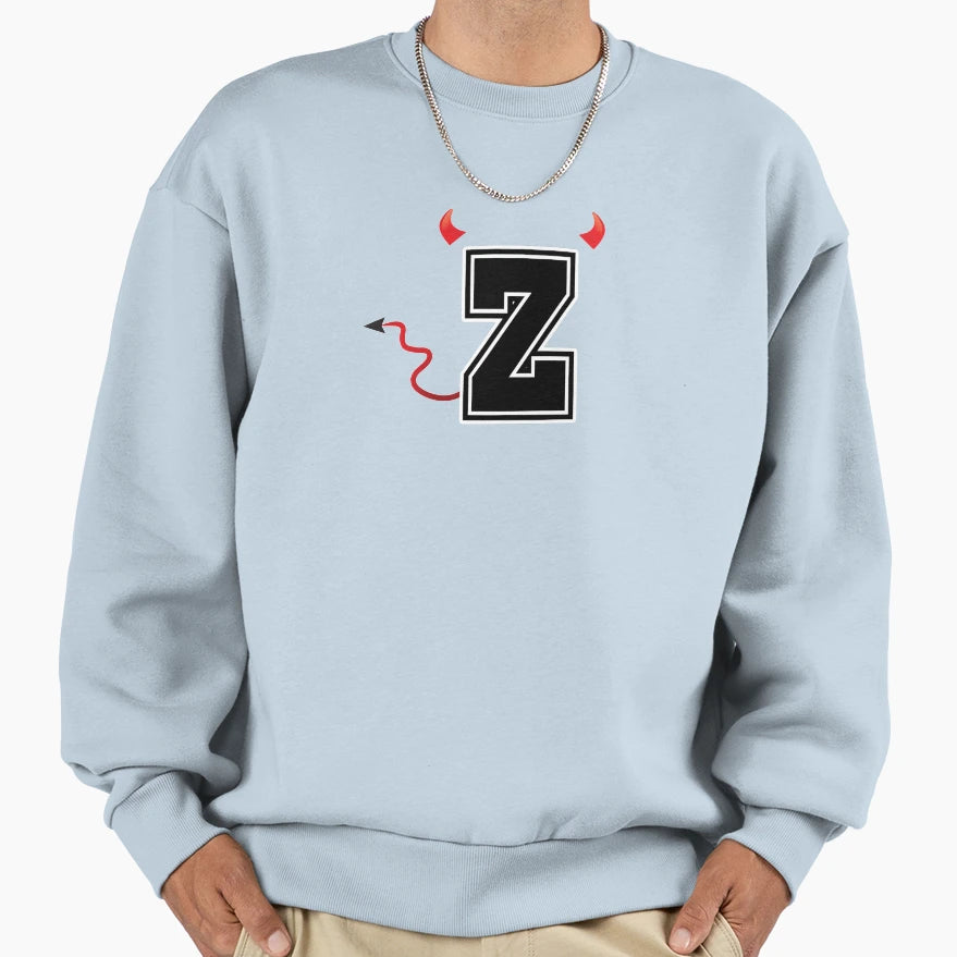 Letter Z College Font Evil Naughty Sweatshirt - Custom Art Print for Adults - T-Shirt, Sweatshirt, Hoodie