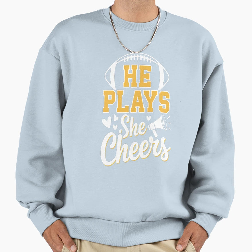 Football And Cheer Mom Cheerleading Sweatshirt - Unique Graphic Unisex - T-Shirt, Sweatshirt, Hoodie