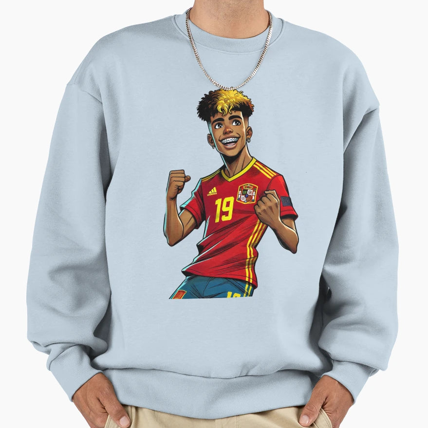 Lamine Yamal Comic Football Player Sweatshirt - Minimalist Print for Adults - T-Shirt, Sweatshirt, Hoodie