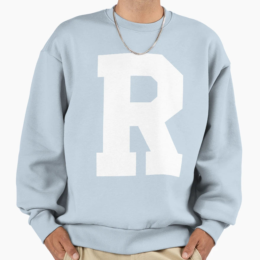 Alphabet White R Sports Letter R Sweatshirt - Fun Novelty Design for Adults - T-Shirt, Sweatshirt, Hoodie