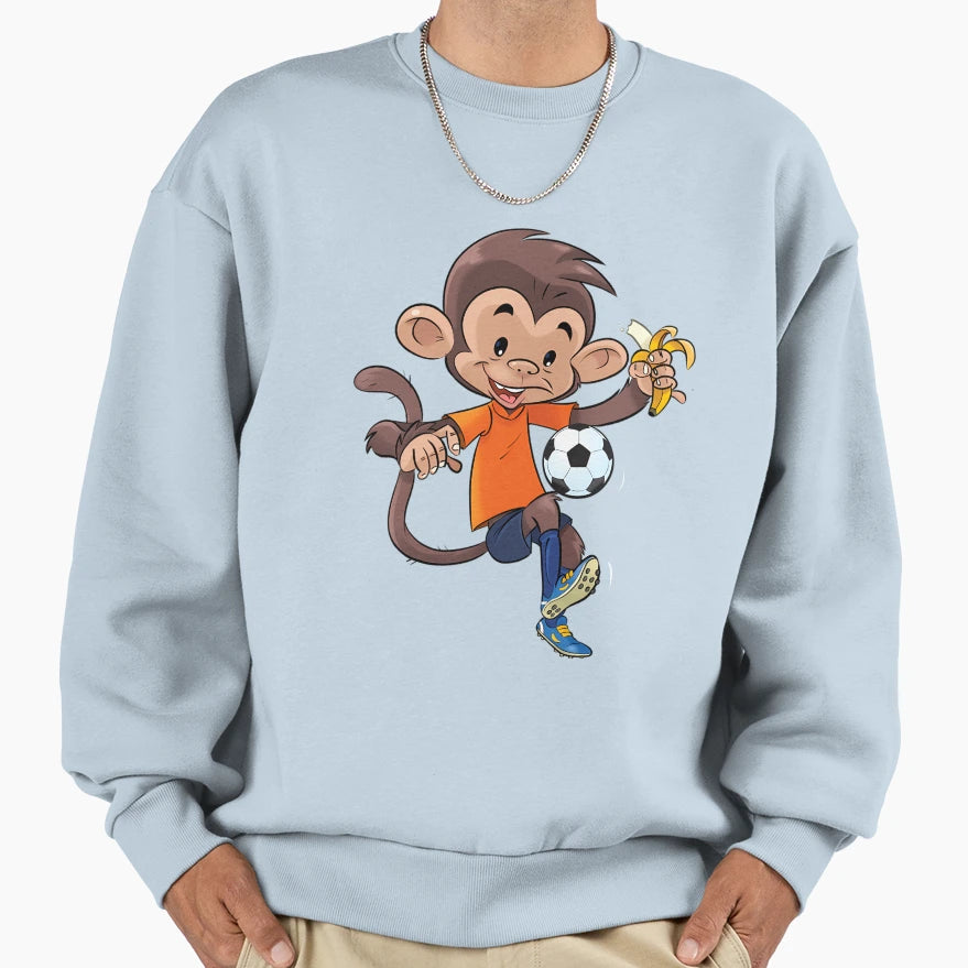 Cheeky Soccer Monkey Sweatshirt - Minimalist Print Unisex - T-Shirt, Sweatshirt, Hoodie
