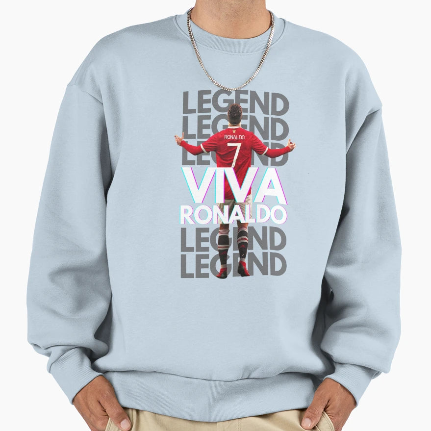 Viva Ronaldo Legend Grey White Sweatshirt - Fun Novelty Design for Adults - T-Shirt, Sweatshirt, Hoodie