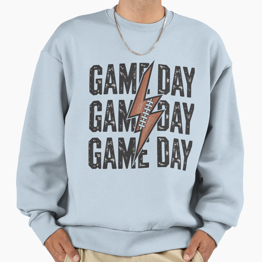 Game Day Football Lightning Bolt Sweatshirt - Trendy Graphic for Adults - T-Shirt, Sweatshirt, Hoodie