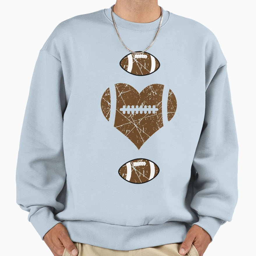 Valentines Heart Football Sweatshirt - Graphic Print Men Women - T-Shirt, Sweatshirt, Hoodie