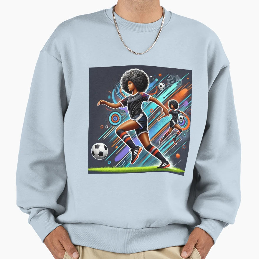 Soccer Curly Hair Sweatshirt - Aesthetic Graphic Men Women - T-Shirt, Sweatshirt, Hoodie