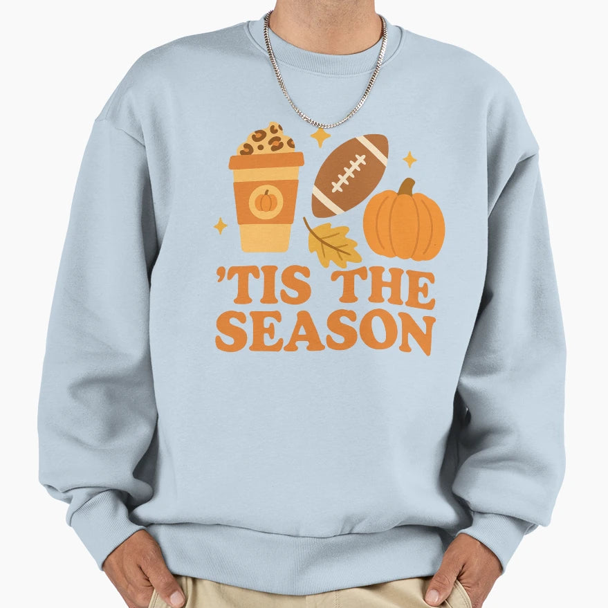 Tis Season Fall Football Coffee Sweatshirt - Fun Novelty Design Unisex - T-Shirt, Sweatshirt, Hoodie