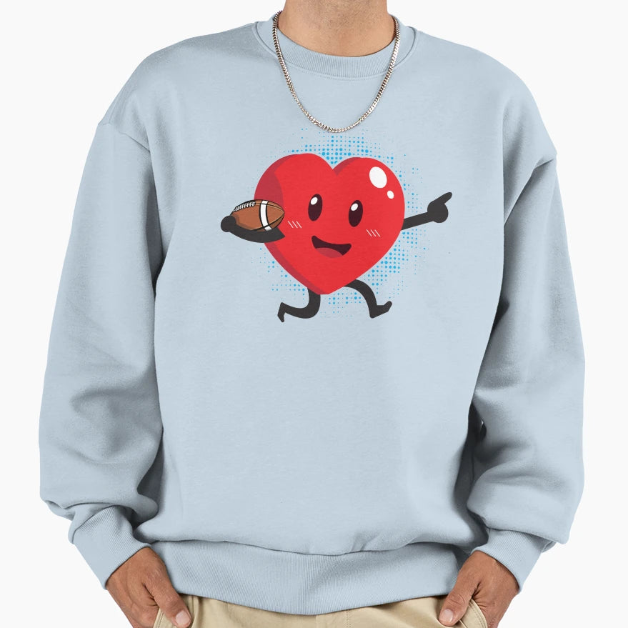 Heart Playing American Football Sweatshirt - Graphic Print for Adults - T-Shirt, Sweatshirt, Hoodie