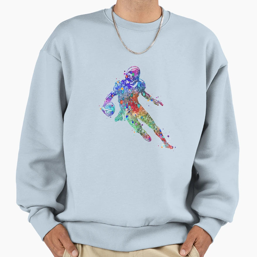 American Football Player Watercolor Sweatshirt - Custom Art Print Unisex - T-Shirt, Sweatshirt, Hoodie