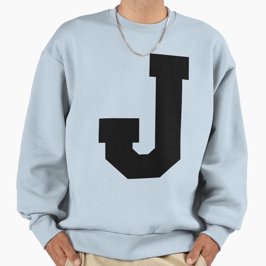 Alphabet Black J Sports Letter J Sweatshirt - Fun Novelty Design Unisex - T-Shirt, Sweatshirt, Hoodie