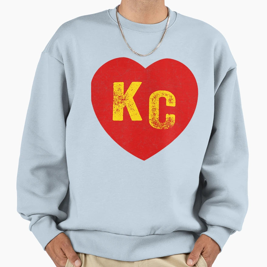 Kc Red Yellow Heart Kansas City Sweatshirt - Novelty Apparel Unisex - T-Shirt, Sweatshirt, Hoodie