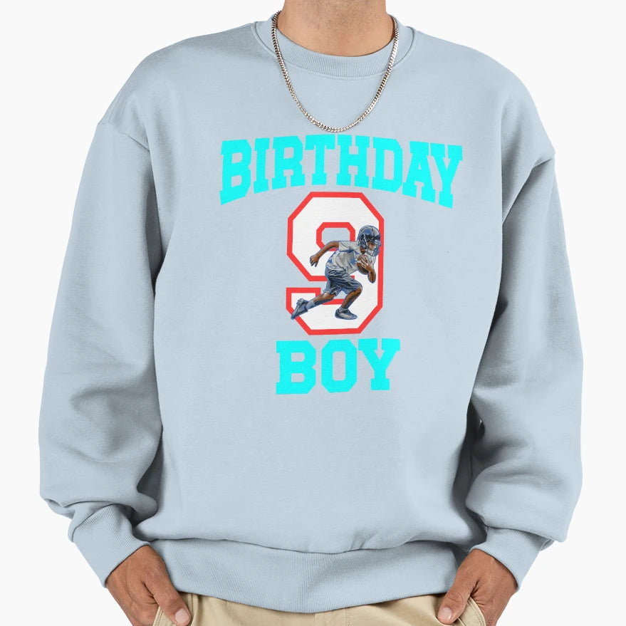 9 Year Old Football 9Th Birthday Sweatshirt - Novelty Apparel Men Women - T-Shirt, Sweatshirt, Hoodie