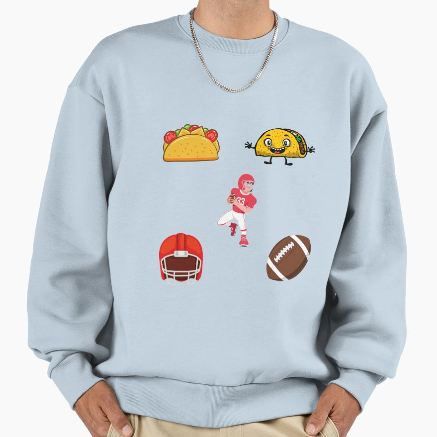 Football And Tacos Funny Tacos American Sweatshirt - Unique Graphic Unisex - T-Shirt, Sweatshirt, Hoodie