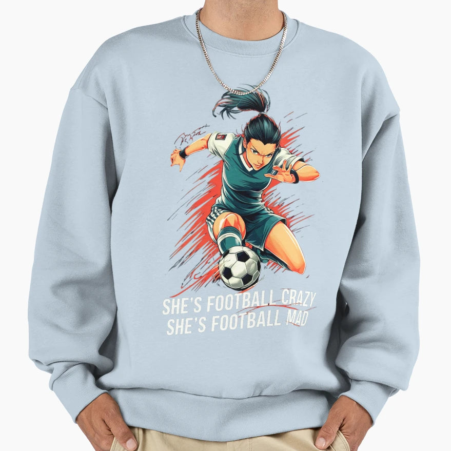 Shes Football Crazy Anime Soccer T-Shirt - Graphic Print for Adults - T-Shirt, Sweatshirt, Hoodie