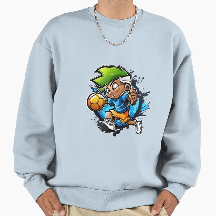 Soccer Cartoon Character Sweatshirt - Aesthetic Graphic Unisex - T-Shirt, Sweatshirt, Hoodie