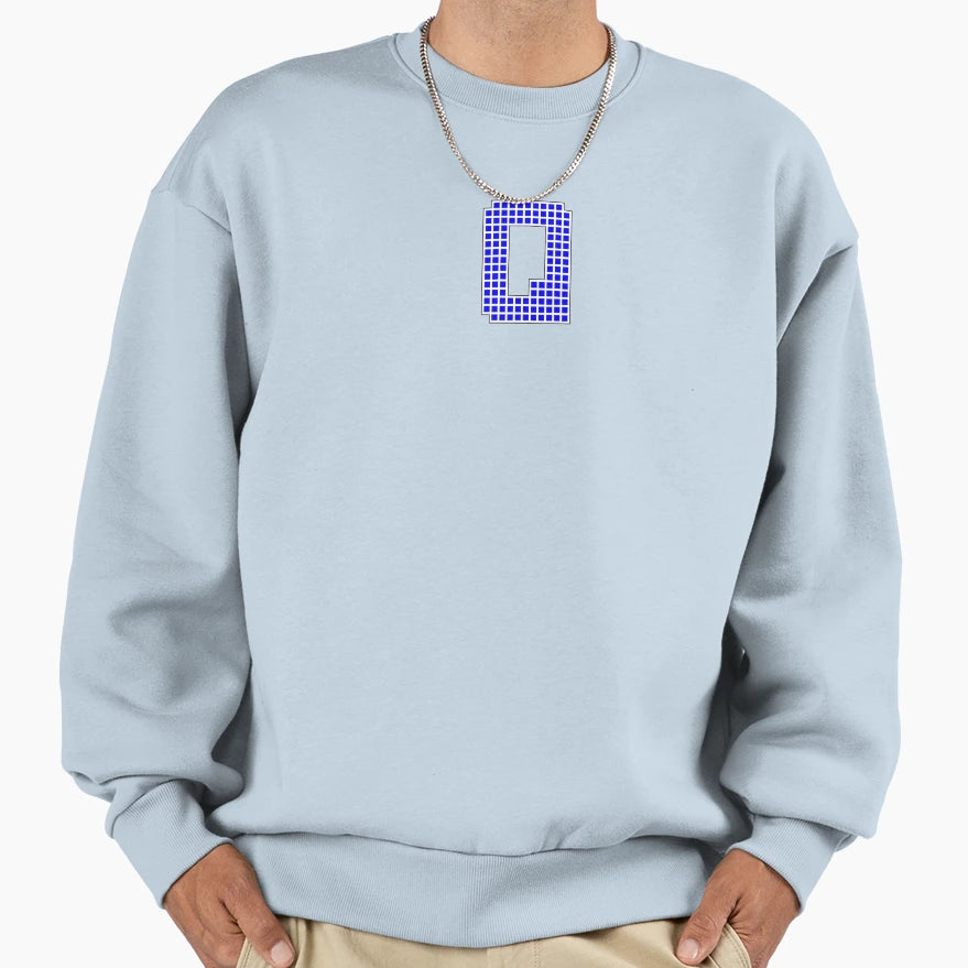 Uppercase Q Blue Pixel Block Sweatshirt - Custom Art Print Men Women - T-Shirt, Sweatshirt, Hoodie