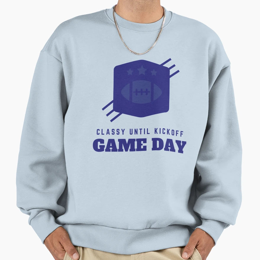 Game Day Classy Until Kickoff Momfootball T-Shirt - Unique Graphic Unisex - T-Shirt, Sweatshirt, Hoodie