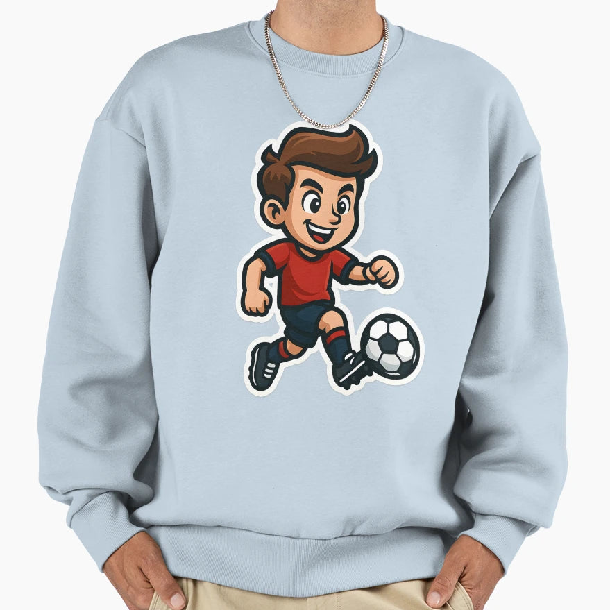 Cartoon Soccer Kicking Ball Sweatshirt - Fun Novelty Design for Adults - T-Shirt, Sweatshirt, Hoodie