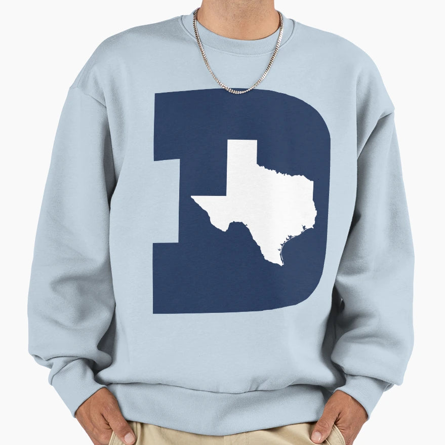 D Texas Blue White Sweatshirt - Trendy Graphic for Adults - T-Shirt, Sweatshirt, Hoodie