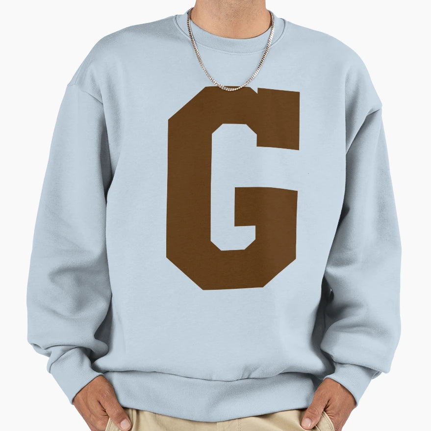 Alphabet Brown G Sports Letter G Sweatshirt - Graphic Print Men Women - T-Shirt, Sweatshirt, Hoodie
