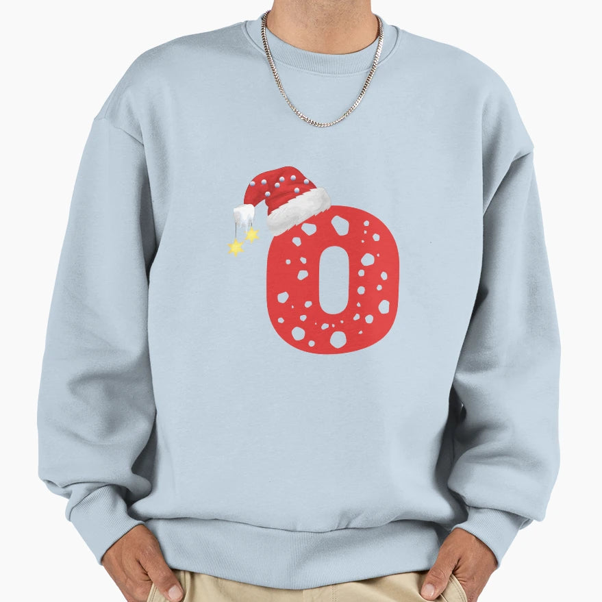 Letter O Santa Hat Monogram Sweatshirt - Custom Art Print Unisex - T-Shirt, Sweatshirt, Hoodie