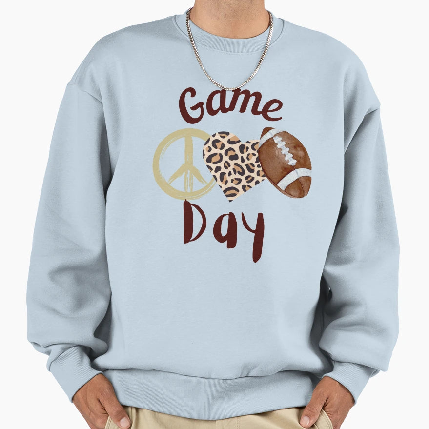 Game Day Peace Love Football Sweatshirt - Novelty Apparel Men Women - T-Shirt, Sweatshirt, Hoodie