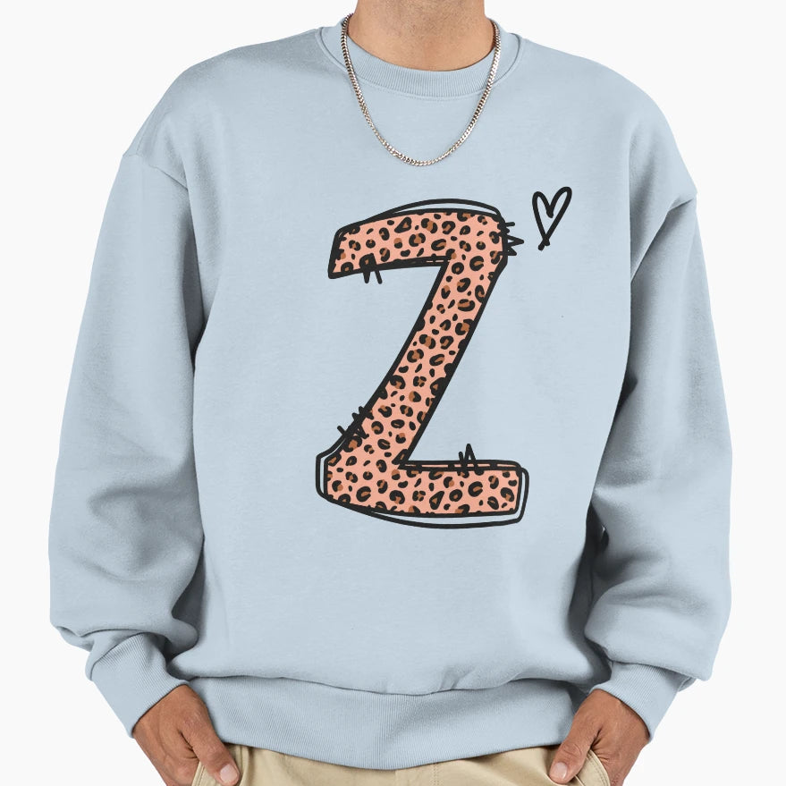 Monogram Letter Z Leopard Sweatshirt - Aesthetic Graphic Men Women - T-Shirt, Sweatshirt, Hoodie