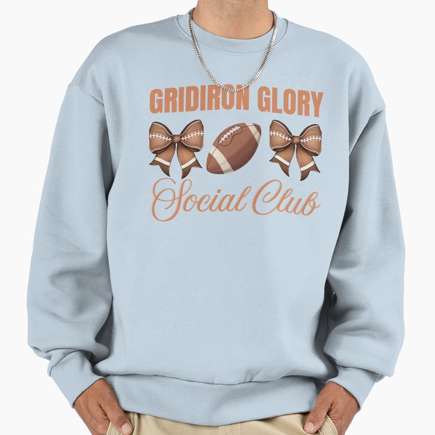 Gridiron Glory Social Club Football Sweatshirt - Minimalist Print Unisex - T-Shirt, Sweatshirt, Hoodie