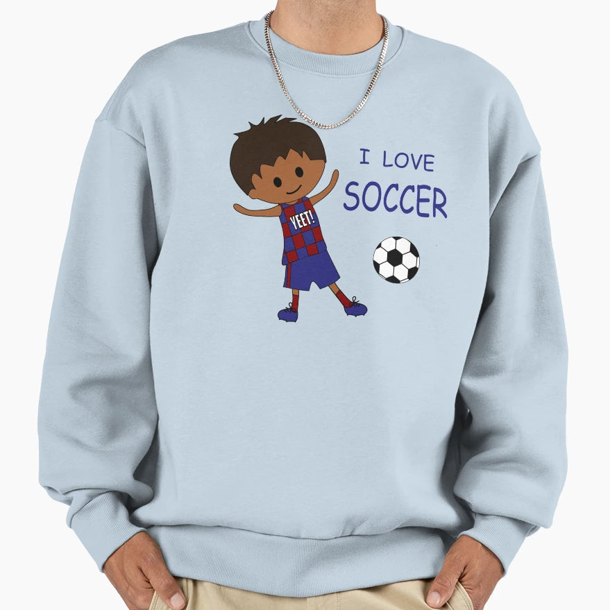 I Love Soccer Brown Hair And Skin Sweatshirt - Aesthetic Graphic Men Women - T-Shirt, Sweatshirt, Hoodie