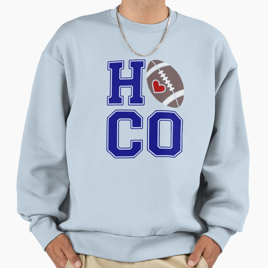 Hoco Football Heart Varsity Spirit Sweatshirt - Casual Everyday Wear Unisex - T-Shirt, Sweatshirt, Hoodie