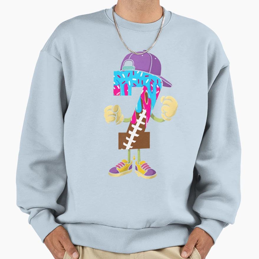 Football 7 Year Old Ice Cream Sweatshirt - Custom Art Print for Adults - T-Shirt, Sweatshirt, Hoodie