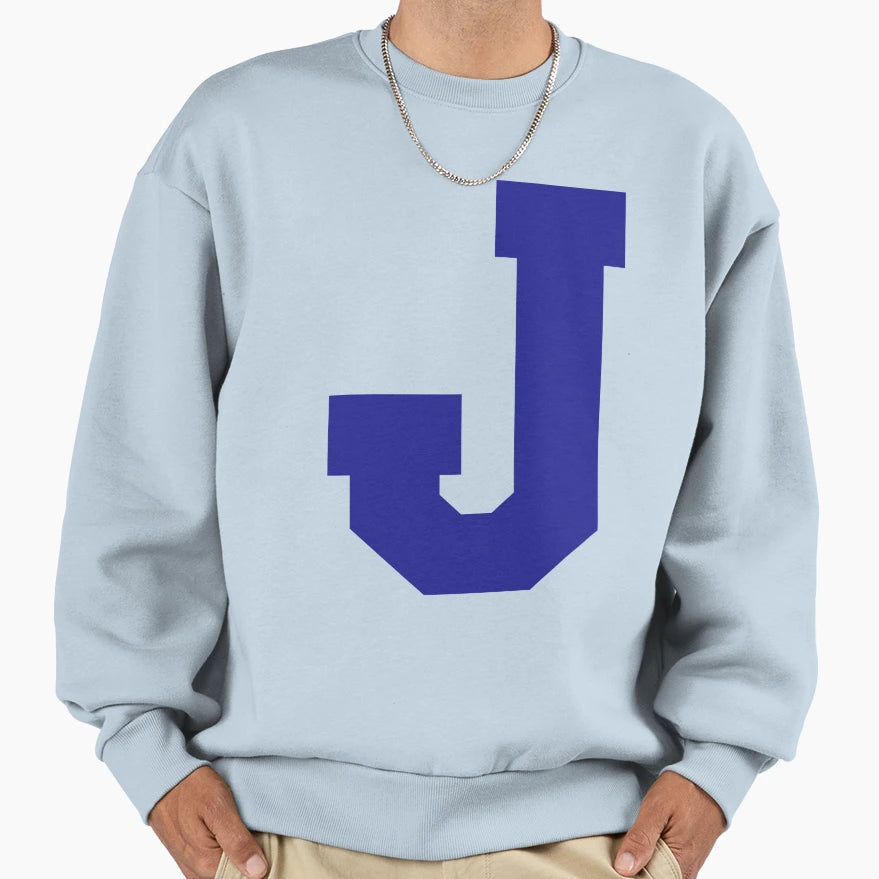 Alphabet Blue J Sports Letter J Sweatshirt - Fun Novelty Design for Adults - T-Shirt, Sweatshirt, Hoodie