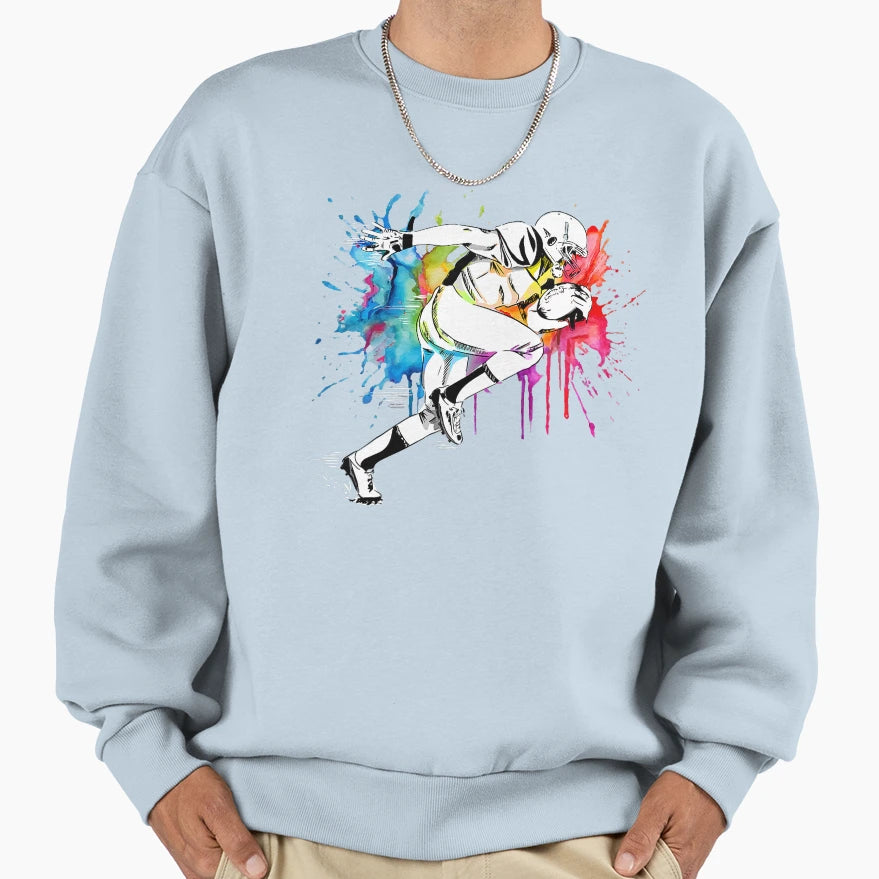 American Football Player Paint Sweatshirt - Streetwear Style Men Women - T-Shirt, Sweatshirt, Hoodie