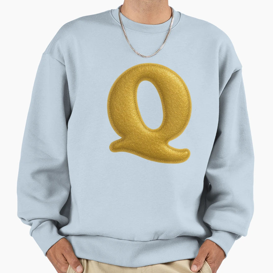 Golden Letter Q Sweatshirt - Novelty Apparel for Adults - T-Shirt, Sweatshirt, Hoodie