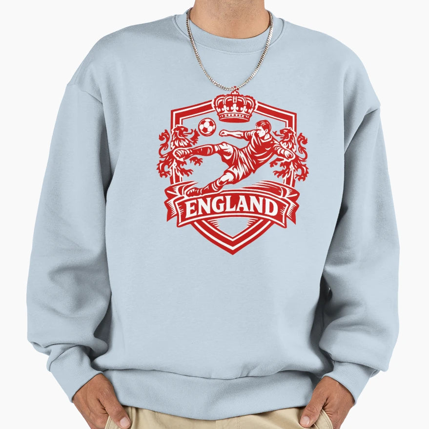 England Football Crest Kick Sweatshirt - Aesthetic Graphic for Adults - T-Shirt, Sweatshirt, Hoodie
