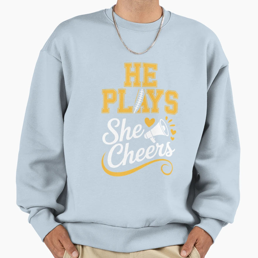 Football And Cheer Mom Cheerleading Sweatshirt - Custom Art Print Unisex - T-Shirt, Sweatshirt, Hoodie