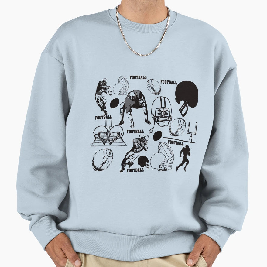Football Pattern Sweatshirt - Aesthetic Graphic Men Women - T-Shirt, Sweatshirt, Hoodie