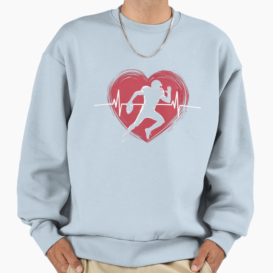 American Football Player Heart Sweatshirt - Casual Everyday Wear Unisex - T-Shirt, Sweatshirt, Hoodie