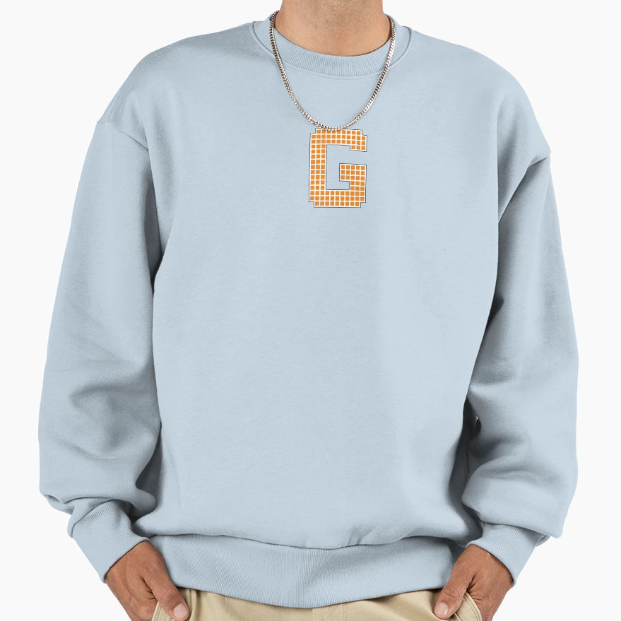 Uppercase G Orange Pixel Block Sweatshirt - Casual Everyday Wear Men Women - T-Shirt, Sweatshirt, Hoodie