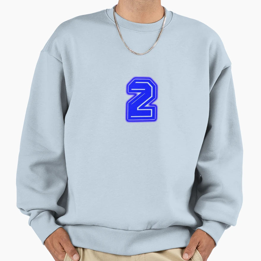 Blue Number 2 Sweatshirt - Minimalist Print Unisex - T-Shirt, Sweatshirt, Hoodie