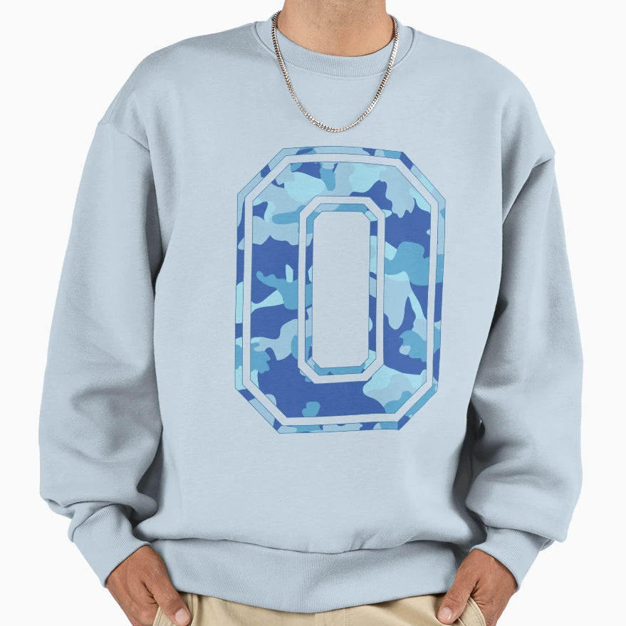 Team Sports Uniform Number 0 Blue Sweatshirt - Trendy Graphic Unisex - T-Shirt, Sweatshirt, Hoodie