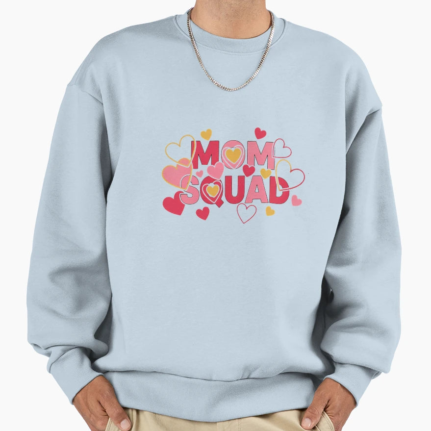 Mom Squad Typography Multiple Sweatshirt - Novelty Apparel for Adults - T-Shirt, Sweatshirt, Hoodie